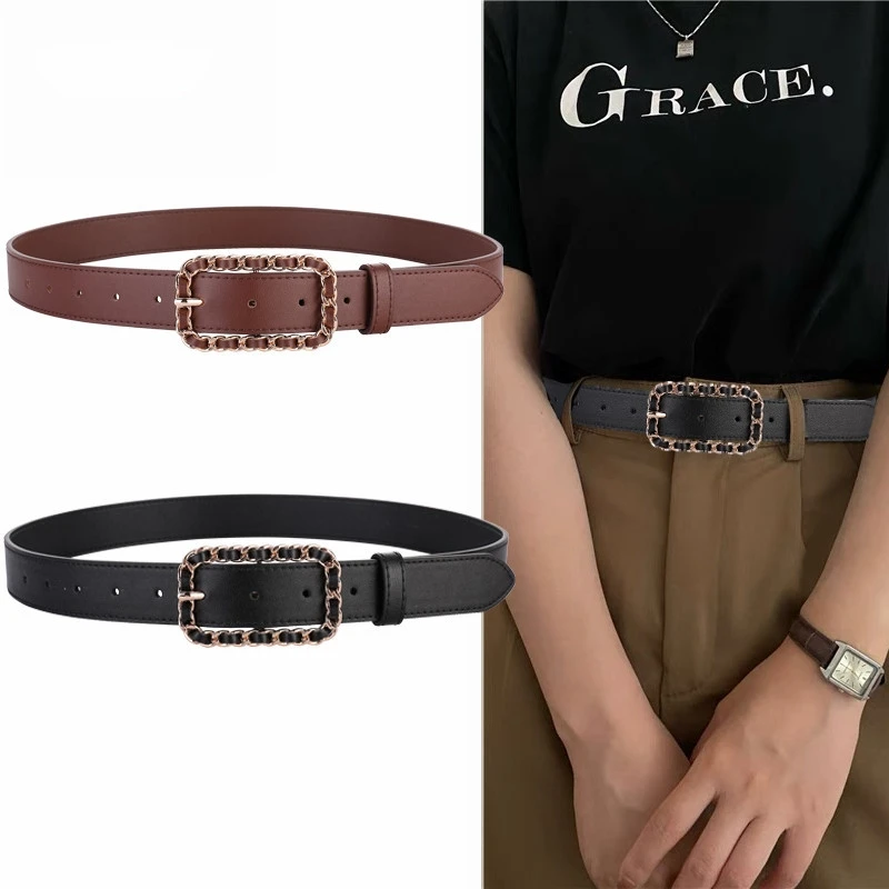 

Korean Style Women Belts Genuine Leather Fashion Women's Pin Buckle Belt Wide Female