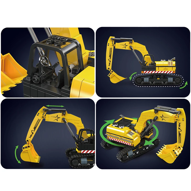 

24089 705PCS Excavator Model Kit Small Particle Assembly Building Blocks Toys Engineering Vehicle Ornaments Kid Birthday Gift