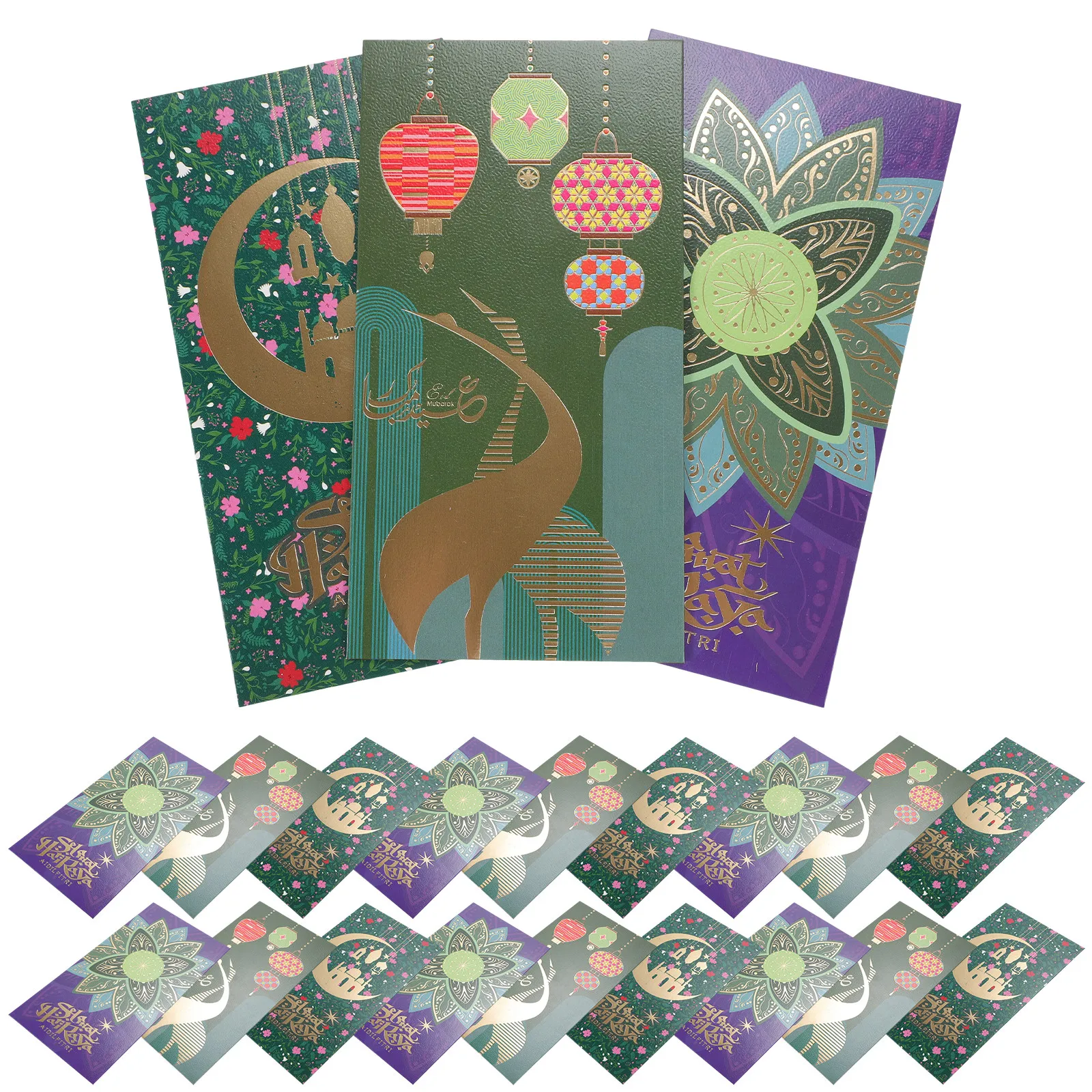 

18Pcs Exquisite Eid Mubarak Paper Envelopes Festive Bright Color Money Holders for Muslim Festival Gifts Eid Party Decor Holiday