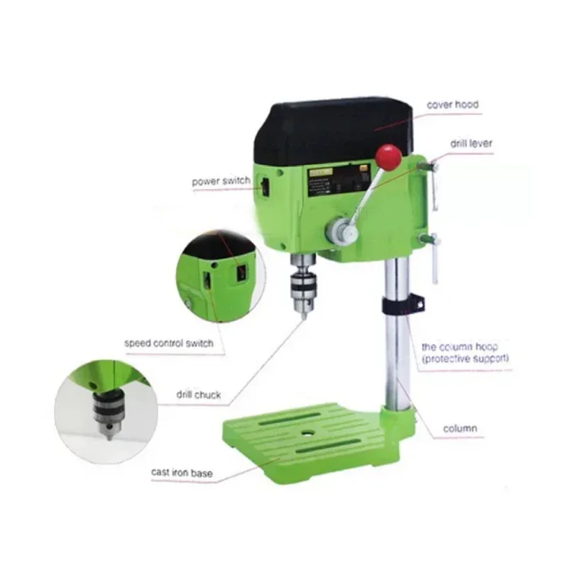 220V 480W MINI เจาะไฟฟ้า Bench Vise FIXTURE เจาะเครื่อง Variable Chuck 1-10 มม.สําหรับ DIY ไม้โลหะเครื่องมือ