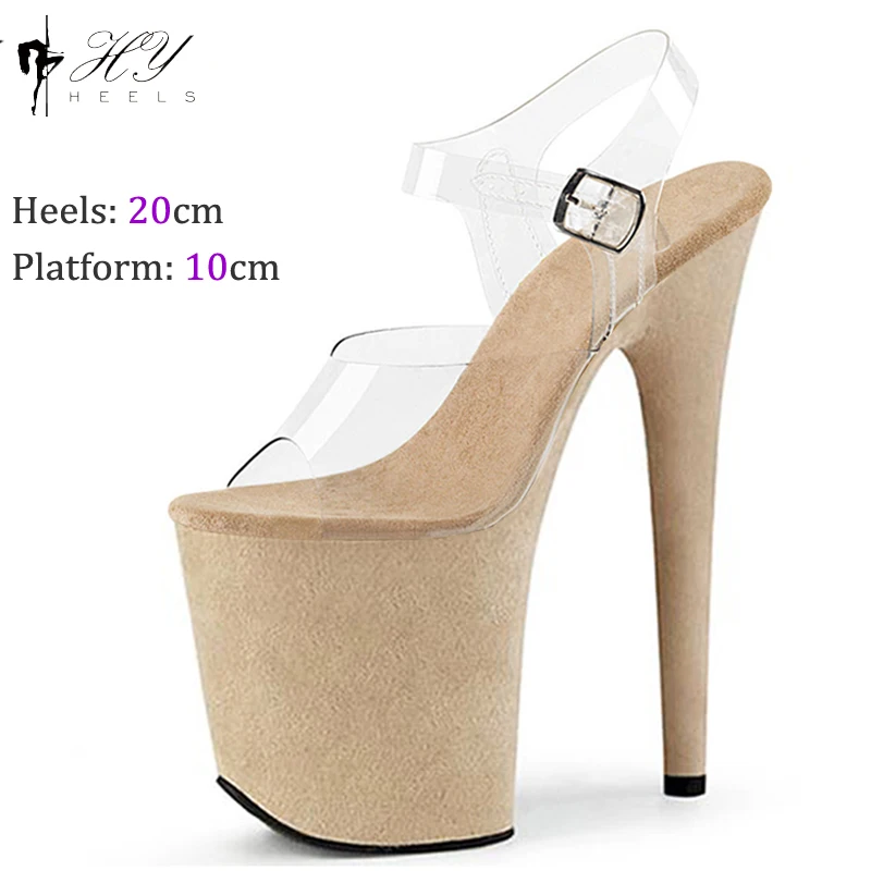 Suede Platforms Super High Heel 20CM Pole Dance Shoes Nightclub Sexy Stripper Heels Striptease Summer Stiletto Women Sandals