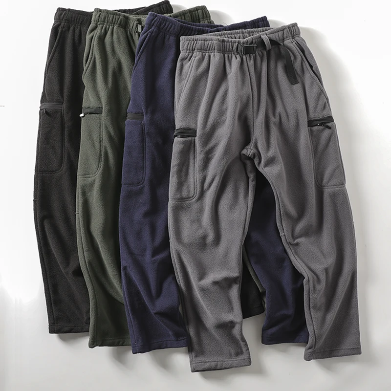

Мужские осенне-зимние утепленные брюки прямого кроя для работы и повседневной носки, теплые спортивные штаны, длинные молодежные брюки