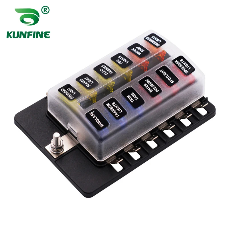 Tempat Kotak Sekring 12 Cara 100A Blok Sekring dengan Indikator LED Sekering 24 Buah untuk Mobil Off-Road RV Bus Kapal Pesiar