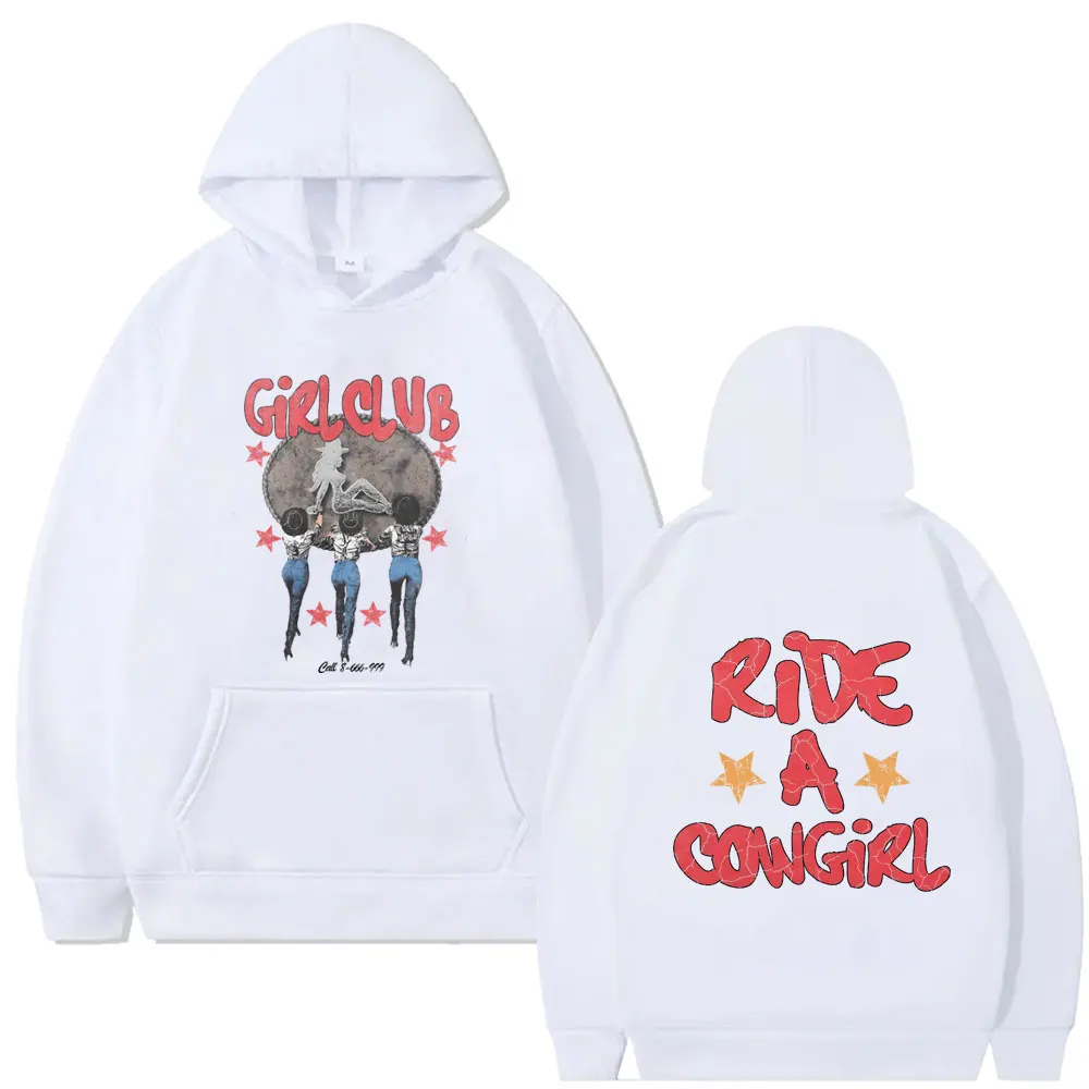 Girl Club Ride A Cowgirl Hoodie Men Women Clothing Cartoon Art Aesthetic Sweatshirt Male Vintage Casual Fleece Cotton Hoodies