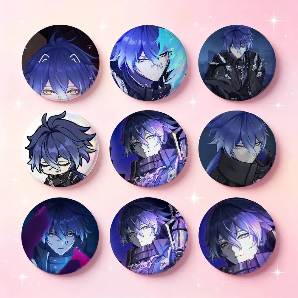 Chudomirovich Flins Genshin Impact Badges Button Round Creative Pin Brooch Badge Bag Decor Accessories Fan Collect Friends Gifts