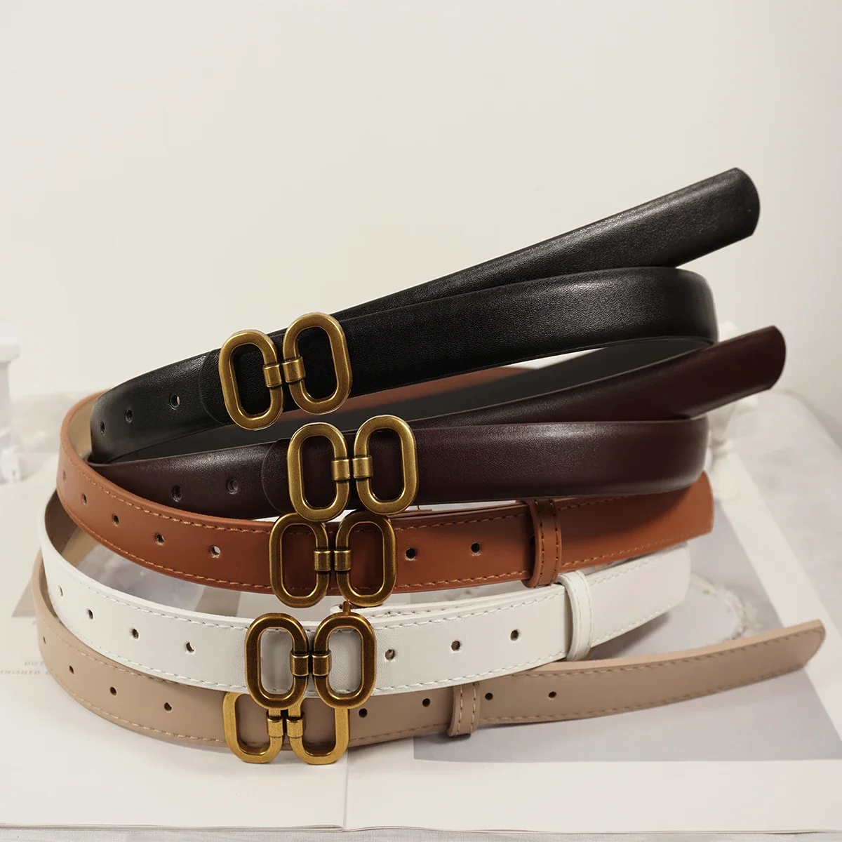 Fashion PU Leather Belt for Women Designer Metal Buckle Waist Strap Female Jeans Dress Trouser All-match Decorative Waistband