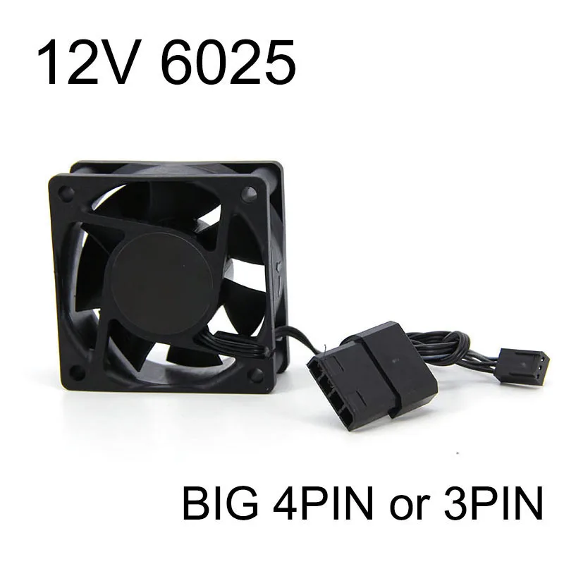 6cm 60*60*25 6025 DC 12v small 3pin big 4pin Brushless PC Cooling Fan 6cm PC Fans For Computer Case GPU CPU Cooler Radiator