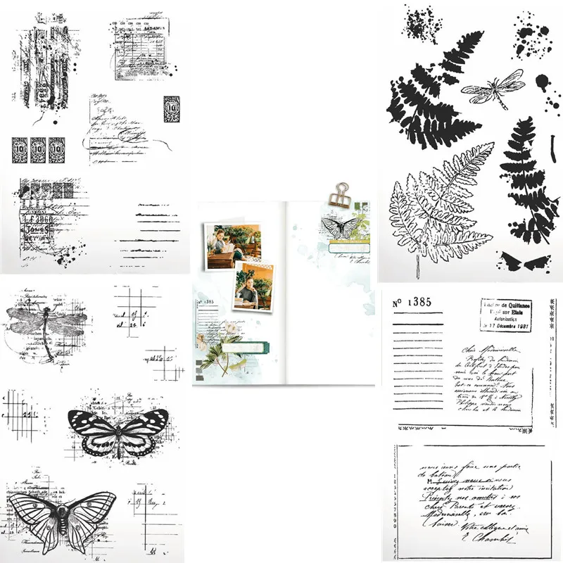 

Butterfly Leaf Background Clear Stamp Seal For DIY Scrapbooking photo Album Decorative A6555