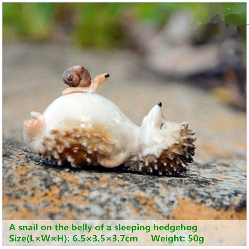 Lovely Hedgehog Figurine Cute Animal Fairy Garden Moss Terrarium Landscape Model Ornament for Children Educational Toys