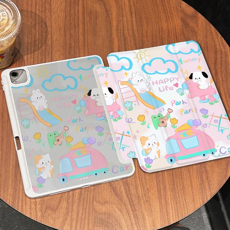 เคสแท็บเล็ต Happy Bunny สำหรับ iPad Air 4 10.9 2020 Air 5 iPad 10.2 8th 9th Gen iPad 2017 2018 9.7นิ้ว Pro 11 2ND 3rd พีซี4th