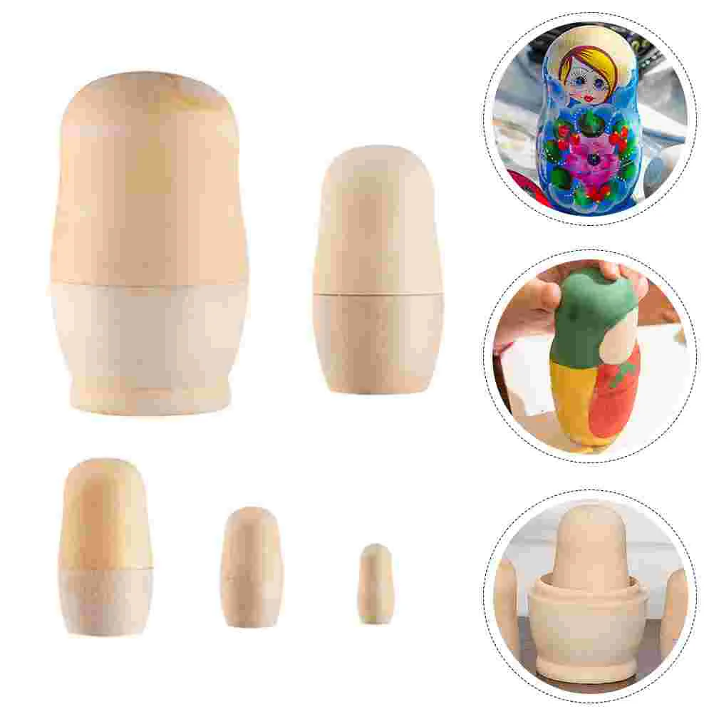 Matryoshka White Body Matrioska Modeling Toys Children’s Stack Wooden Matryoshkas Graffiti Ornaments Childrens