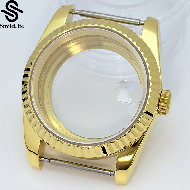 SmileLife Vetro Zaffiro 36mm/39mm Per Uomo Cassa Dell'orologio Fit NH34 NH35 NH36 Movimento Impermeabile Oro di Buona Qualità Acciaio 316L
