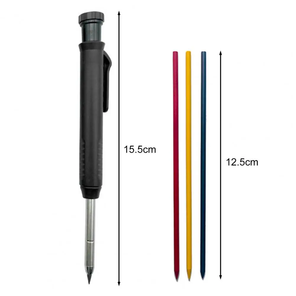 Lápices de carpintero con 18 recargas, lápices mecánicos de construcción, sacapuntas incorporado, Punta larga, marcador de lápiz de agujero profundo