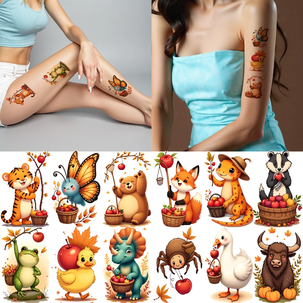 

28pcs Temporary Tattoo Animal Illustrations Cartoon Cute Stickers Temporary Tattoo Stickers For Shoulders Cheeks Boys