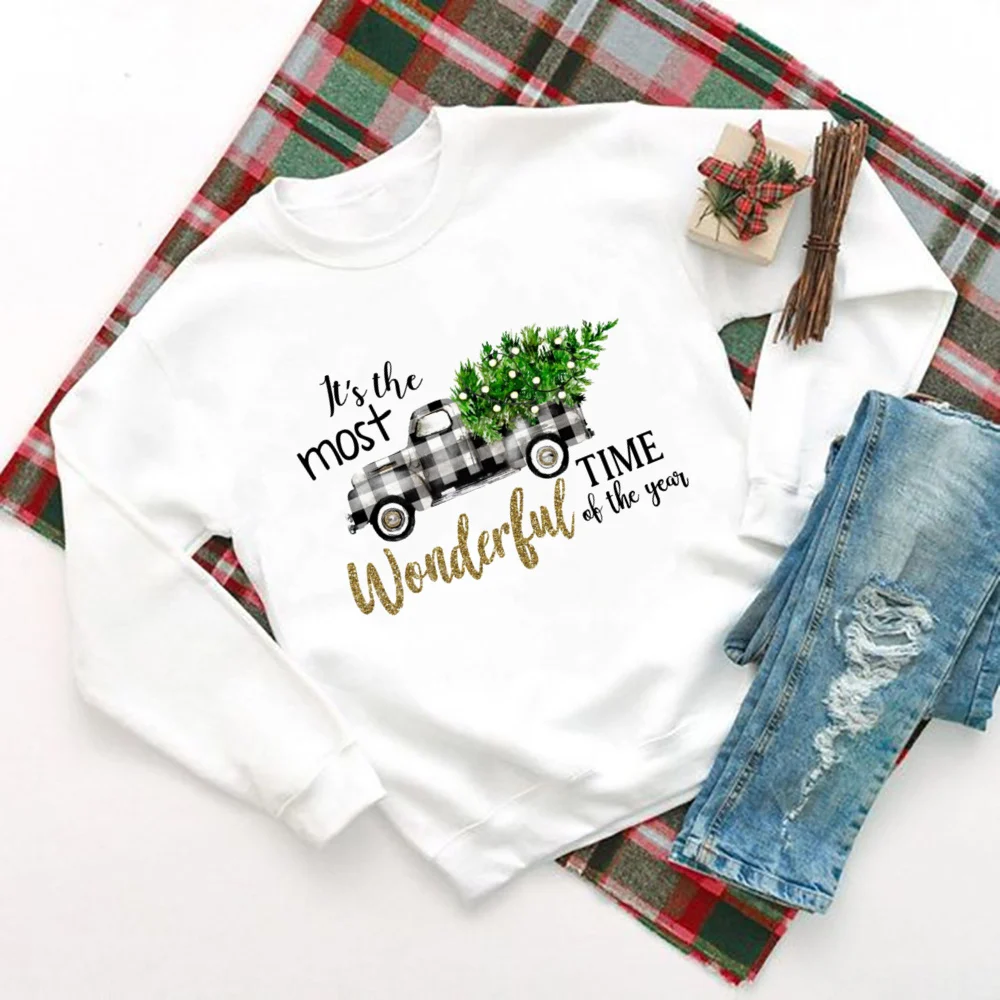 It\'s The Most Wonderful Time of The Year Women Sweatshirt Christmas Party Streetwear Hoodie Tops Winter Holiday Pullover Clothes