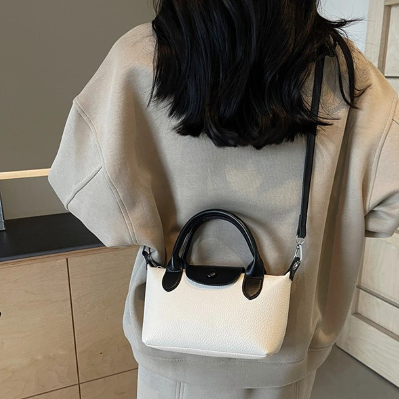 Sac à boulettes de grain Litchi 2025 – Sac à bandoulière/épaule avec coutures contrastées, petit fourre-tout rétro et polyvalent pour femmes