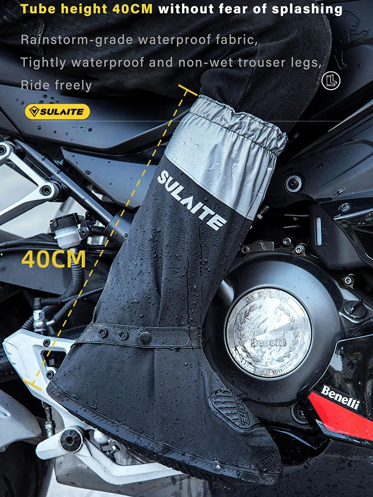 SULAITE Motorrad-Regenstiefel, wasserdichter Schuhüberzug, reflektierender Fahrradschuhschutz, wiederverwendbare Schutzausrüstung für Motorradfahrer