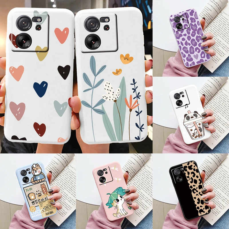 

Case For Xiaomi 13T Cute Heart Flower Back Cover Soft Silicone Matte Protective Fundas For Xiaomi 13T Pro Bags 13t Cartoon Shell