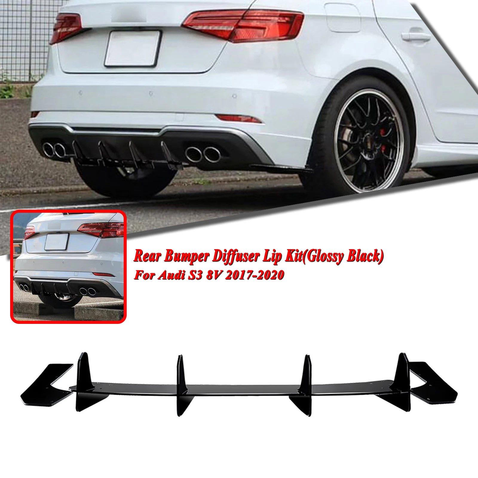 

Car Rear Spoiler Lip Boot Splitter Bracket Trim For Audi S3 8V Hatchback 2017 2018 2019 2020