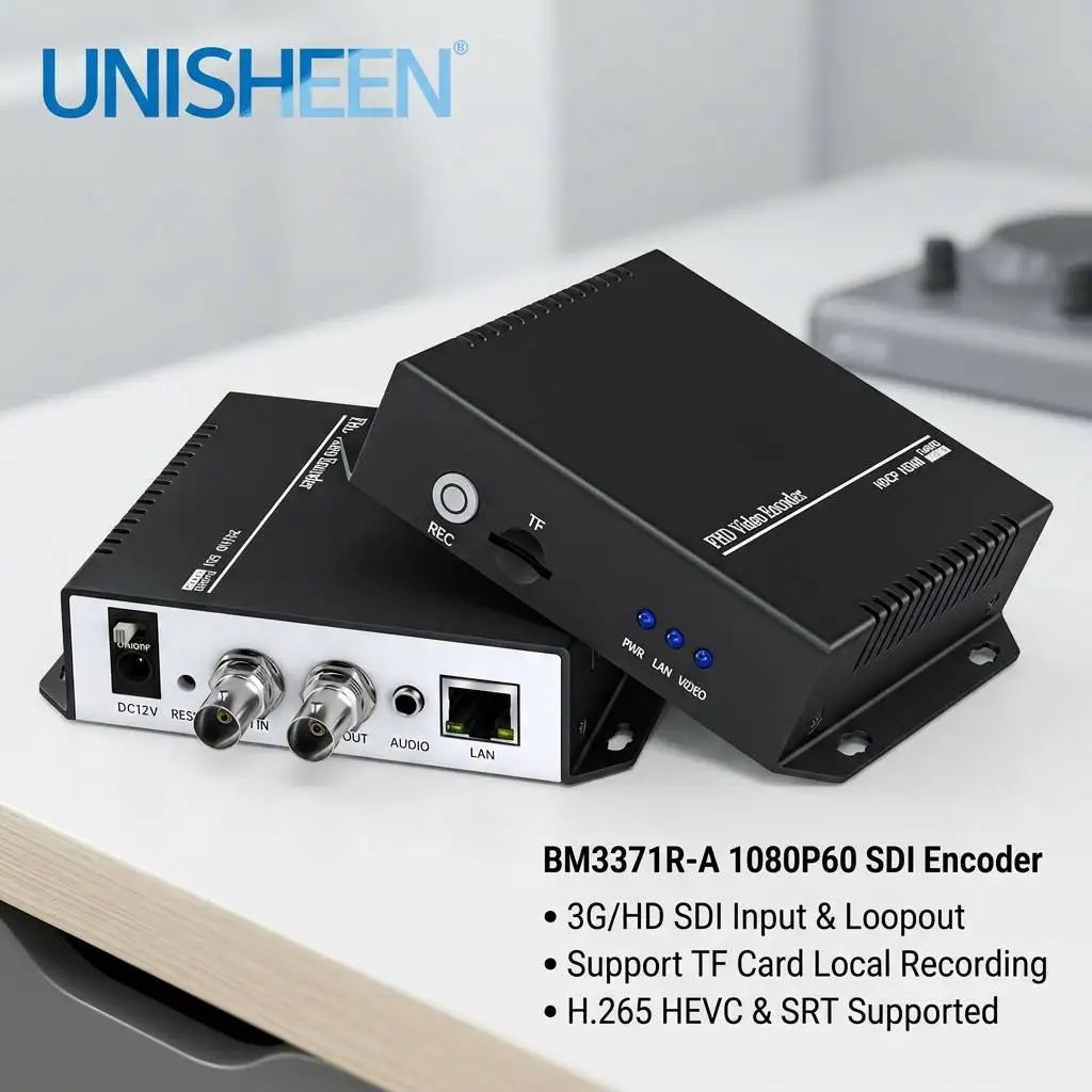Good Unisheen BM3371R-S-A H.265 HEVC 1080P60 Gigabit 3G-SDI Video Network Streamer Support TF Card Record for YouTube Live