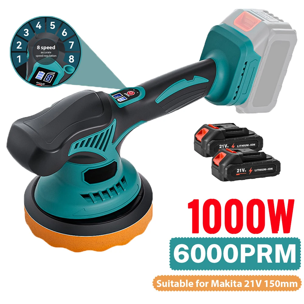 Makita – polisseuse électrique sans fil pour voiture, 1000W, 8 vitesses, Machine de scellage et de glaçage pour batterie 18V