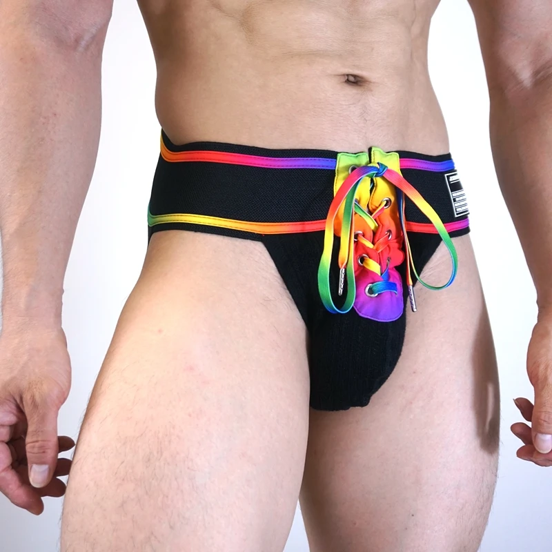 

JOCKMAIL Open Front Lace-up Men Jockstrap Athletic Supporter,3.15" Waistband Workout Sport ,Winter Thermal Underwear Pouch