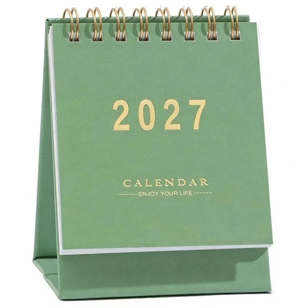 Minimalist Vertical 2027 Mini Calendar Gold-stamped English Standing Desk Calendar Thick Paper Memo Calendar Office