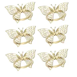1/6pc Napkin Ring High-end Light Luxury Hotel Table Napkin Buckle,Iron Butterfly/Hollow Napkin Ring,Hollow Butterfly Napkin Ring