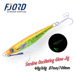 FJORD 40g 60g 80g Metal Jig Sardine Oscillating Night Glow Fishing Lure Shore Casting Artificial Baits Fishing Items Saltwater