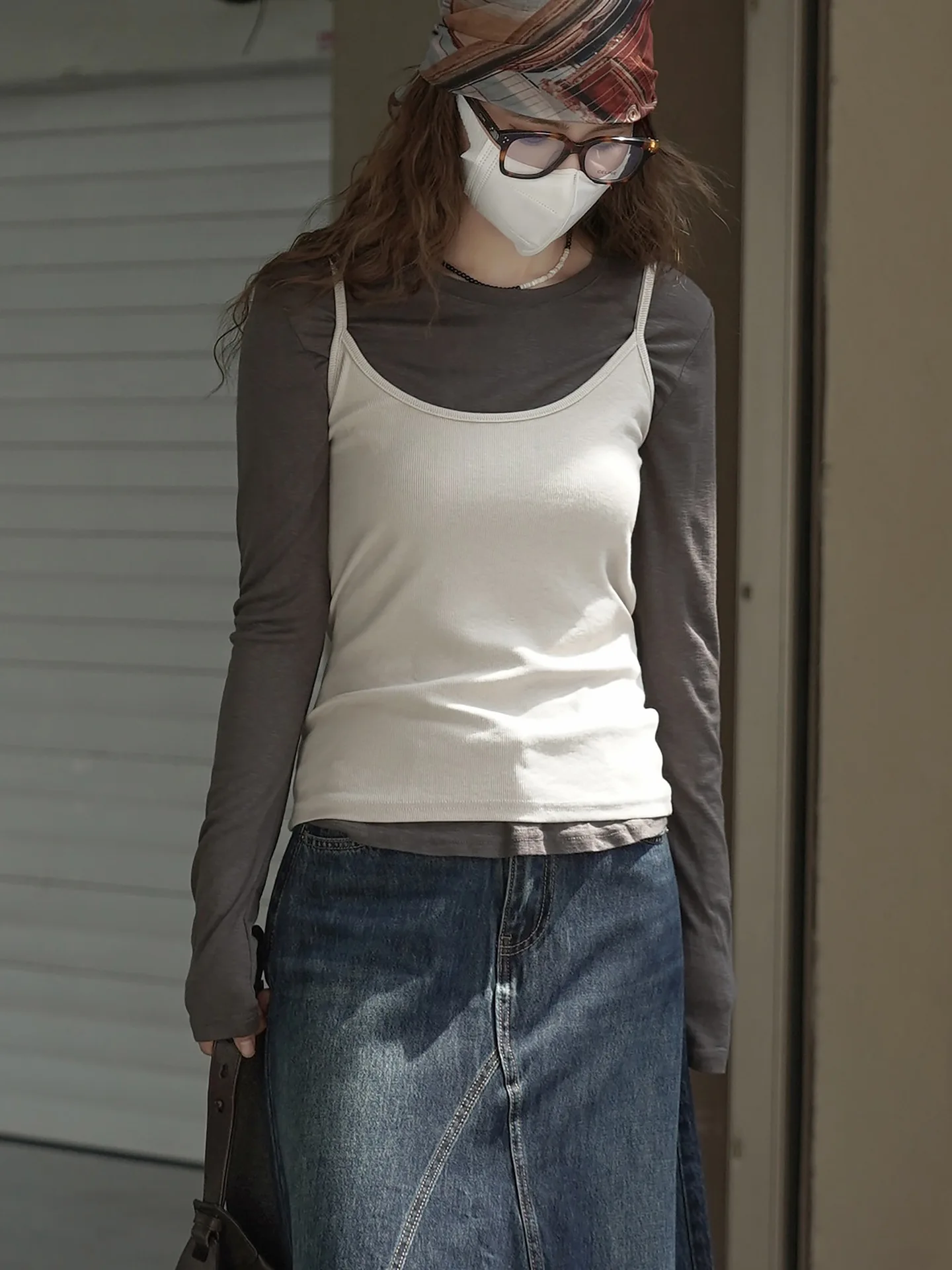 T-shirt francese in due pezzi con canotta pigra e top snellente da donna