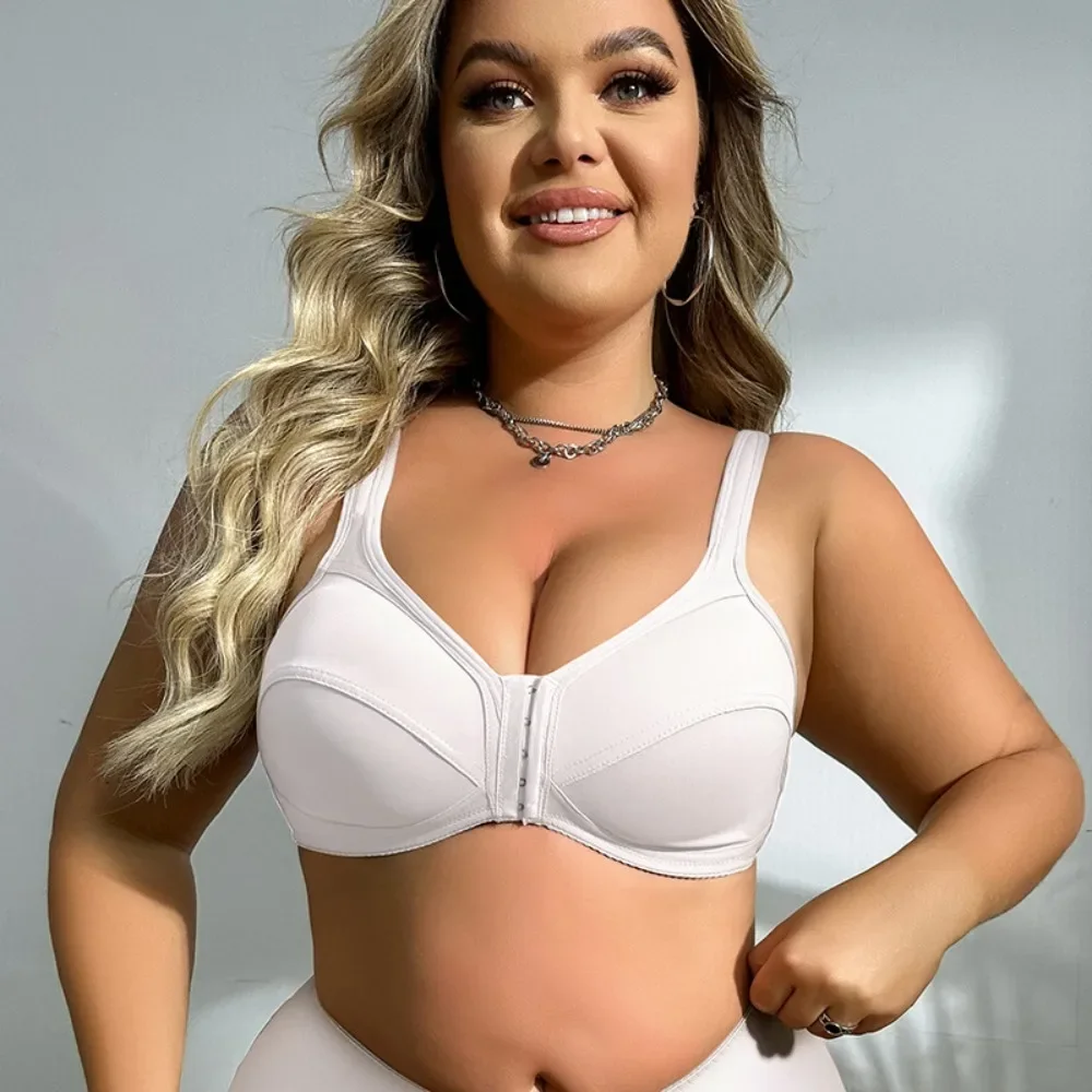 Europäischer und amerikanischer großer BH mit offenem Knopf, Unterwäsche ohne Stahlring für Frauen mit vollem Körbchen, Markless-BH