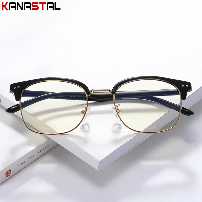 Women Reading Glasses Prescription CR39 Optic Lenses Myopia Eyewear Men Blue Light Blocking Computer TR90 Metal Eyeglasses Frame