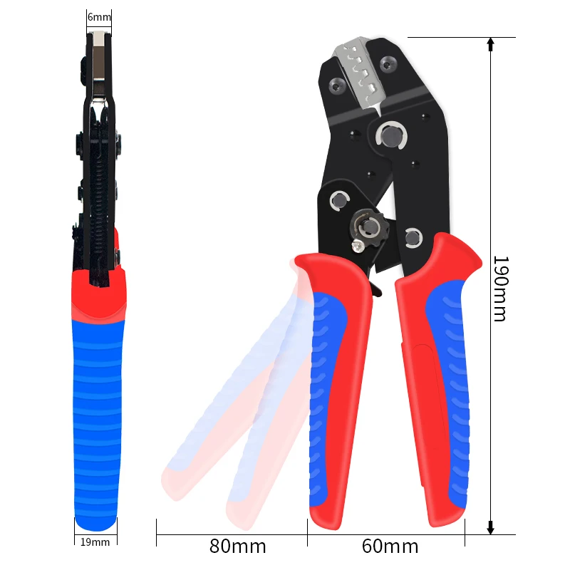 Ratchet crimping tool SN-58B pliers kit for XH2.54/DuPont2.54/2.8/4.8/6.3/uninsulated/ferrule terminals (0.25-1.5mm ²) 23-16AWG