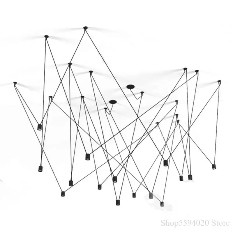 기하학 Diy 와이어 매달려 램프 산업 스파이더 웹 G9 샹들리에 크리 에이 티브 디자인 틈새 하이 엔드 매치 라인 펜던트 비품