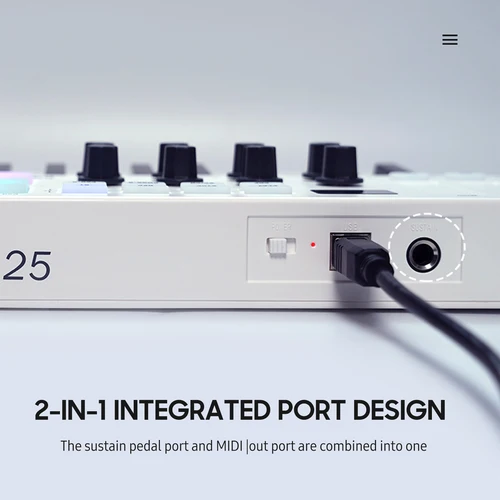 Imagen 2 del producto M-VAVE-miniteclado de Control MIDI de 25 teclas, portátil, USB con 25 teclas sensibles a la velocidad, 8 almohadillas retroiluminadas RGB, 8 perillas