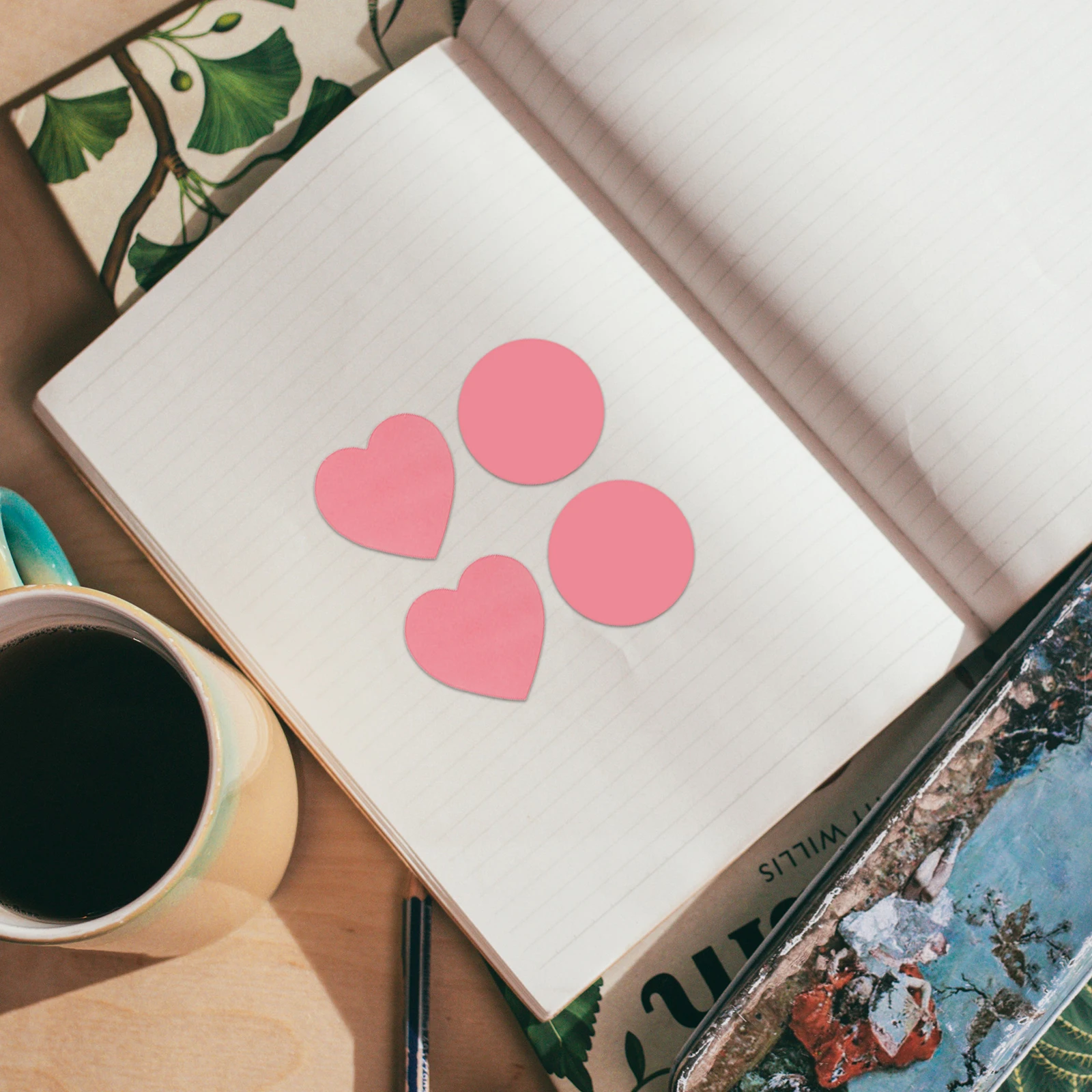 

4 Rolls Heart shaped Stickers Pink Dot Labels Gift Decorative Sealing Envelopes Adhesive Classification Folder Bag Projects