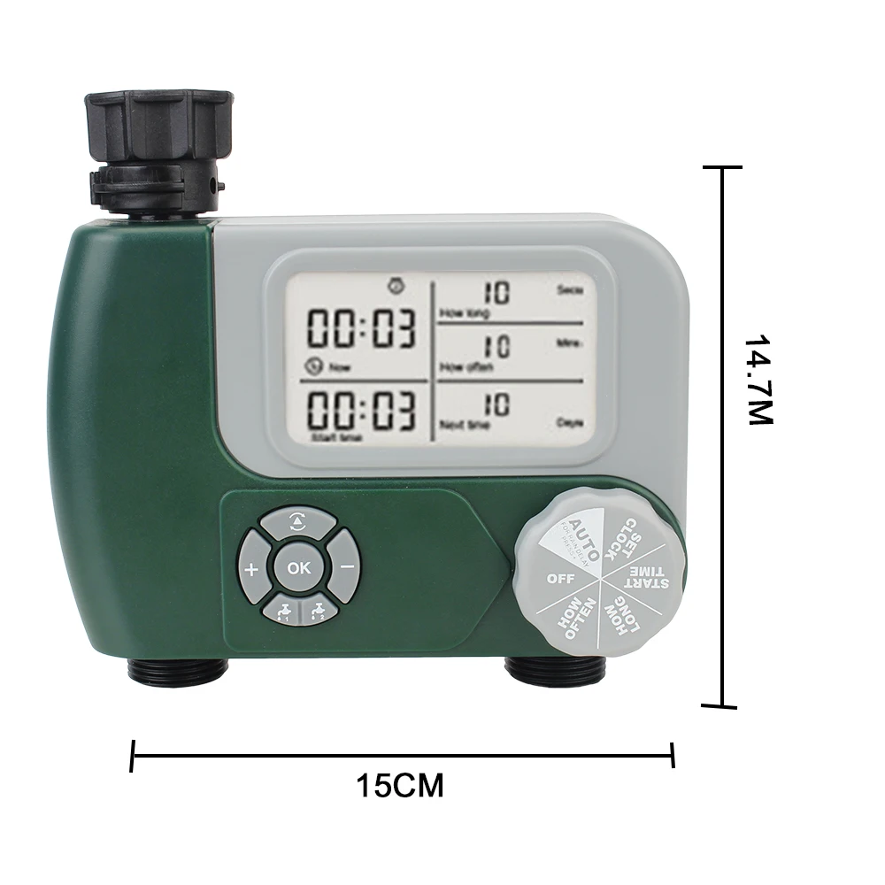 Automatic Garden Water Timers Programmable with 2 Outlet Digital Hose ​Faucet Timer Battery Operated Irrigation Controller