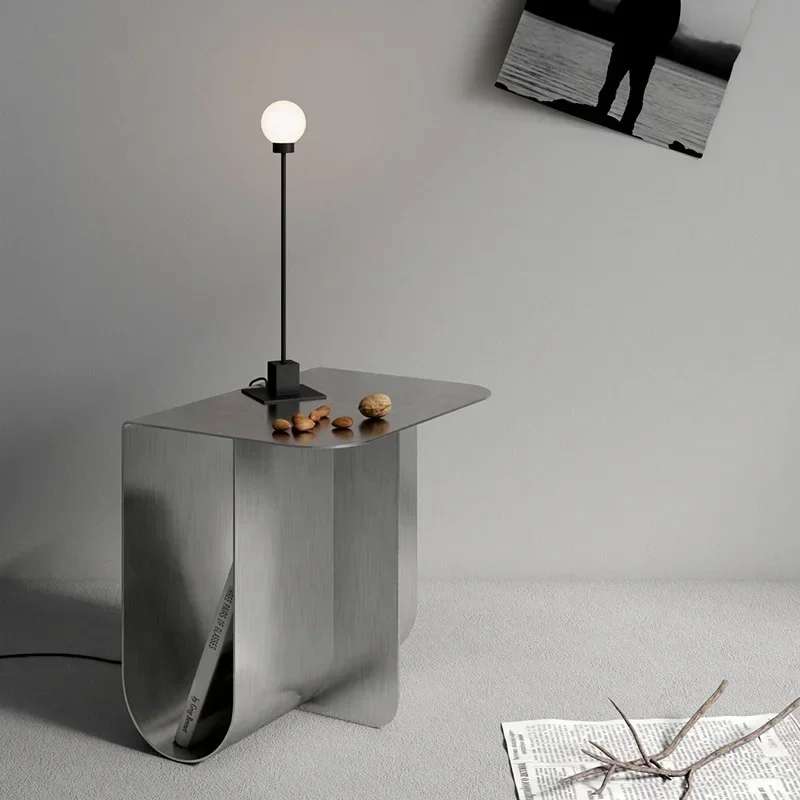 Mini Stainless Steel / Iron Sofa Side Table Designer Minimalist Living Room Netflix Modern Bedside Table Bedside