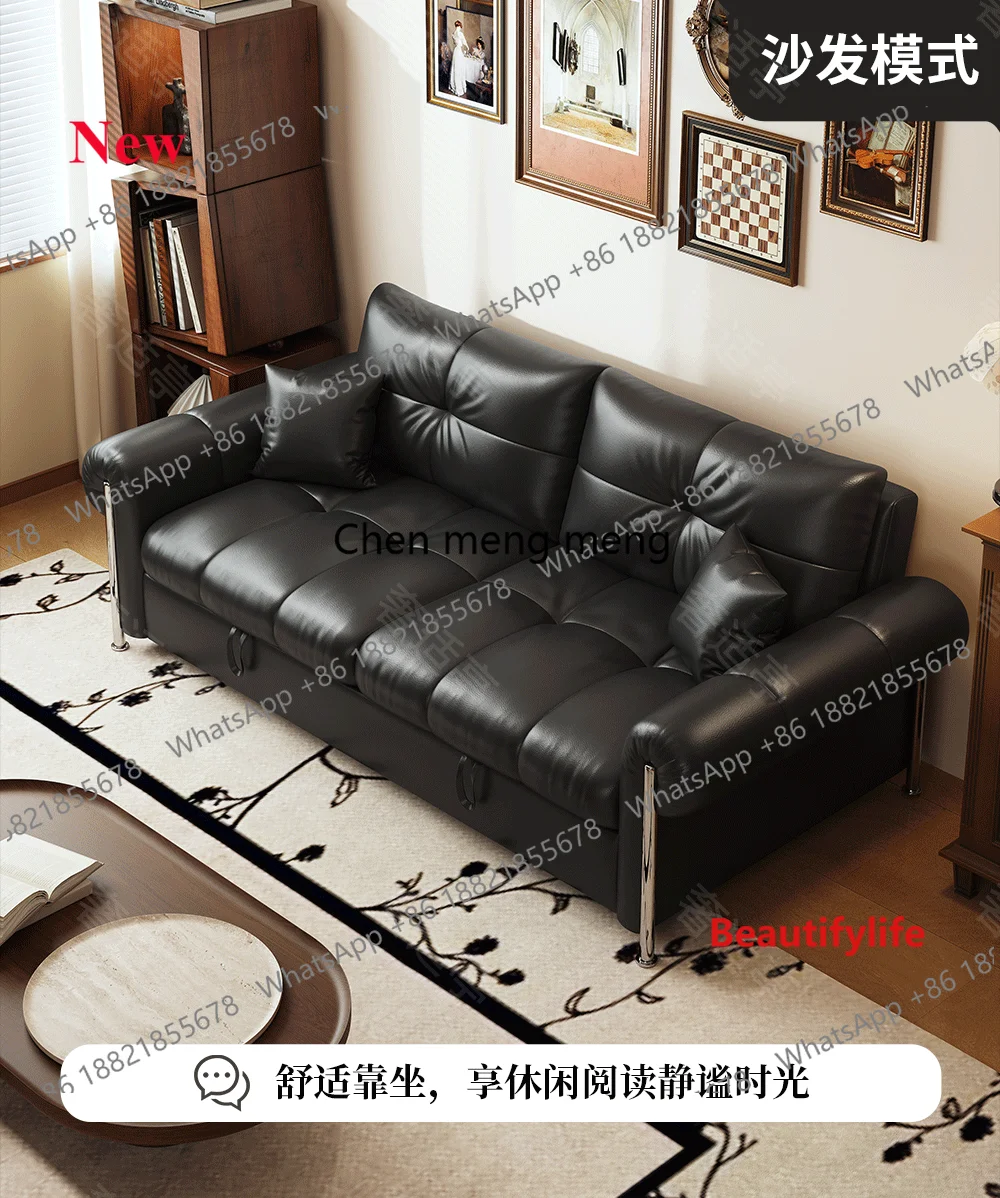 

a55 Adjustable Convertible Folding Sofa Napa Leather Black Armchair Lazy Sofa Bed Home Modern Lounge Living Room Couch Furniture