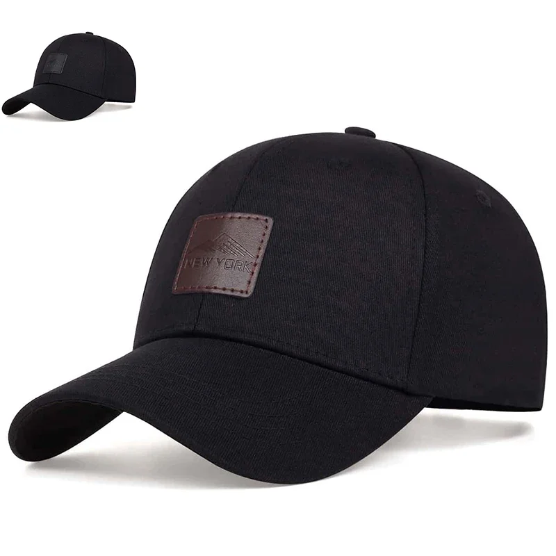 Unisex NEW York Baseballkappen aus Leder mit Etikett, verstellbare Freizeithüte, Sonnenschutzhut für Frühling und Herbst im Freien