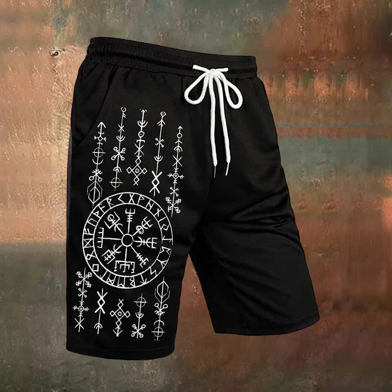

Men's Shorts Mysterious Letter Pattern Athletic Pants Quick-Dry Waistband Design Stylish Casual Everyday Wear Short-Sleeve