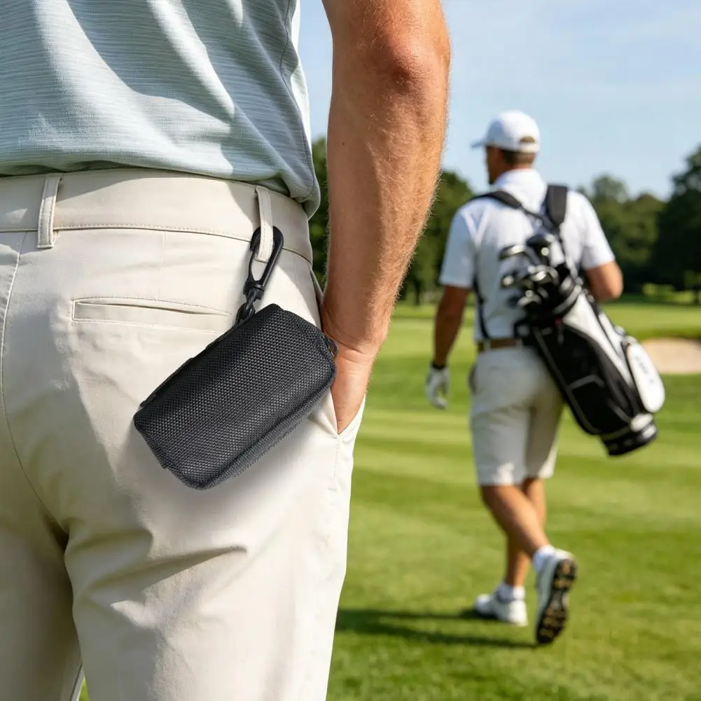 Golf Bag with Belt Clip Mini Golf Waist Bag with Clip Golf Ball Storage Pouch Tee Holder Zippered Accessory Bag for Men Women