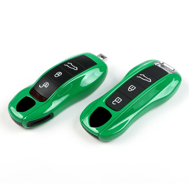 Car Key Case Python Green for Porsche 911 Macan Cayenne Panamera 718 Cayman Boxster Remote Control Fob Shell Cover Replacement