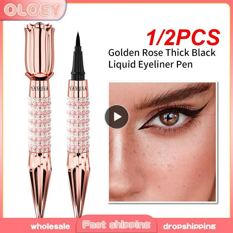 1/2PCS Soft Smooth Eye Liner Queen Luxury Eyeliner Black Eyeliner Pen Fast Quick Waterproof Eyeliner