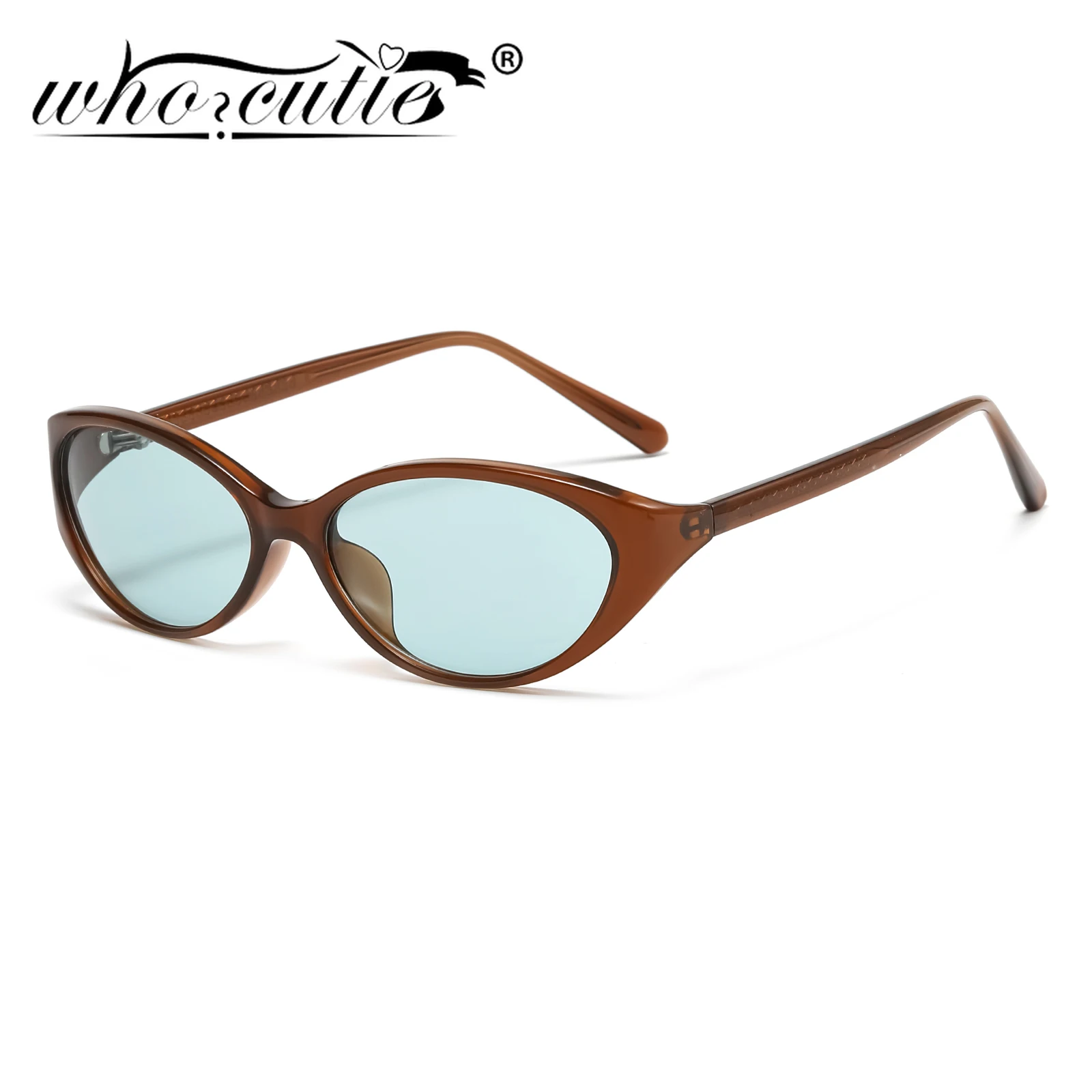 WHO CUTIE Retro Brown Cat Eye Sunglasses Women Men Design High Quality Fashion CP Inner Temples Sun Glasses Female Oculos De Sol