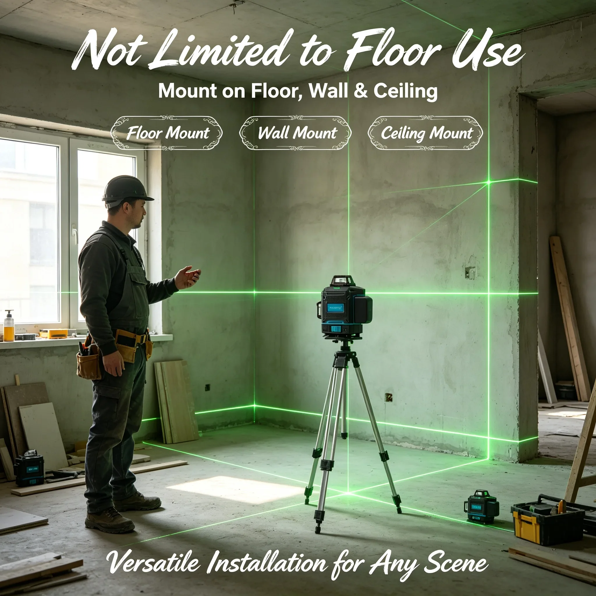 FAAOTU 4D 16-Line 360° Laser Level Digital Self-Levelling Cross Line Tool for Outdoor Precision Measuring view 6