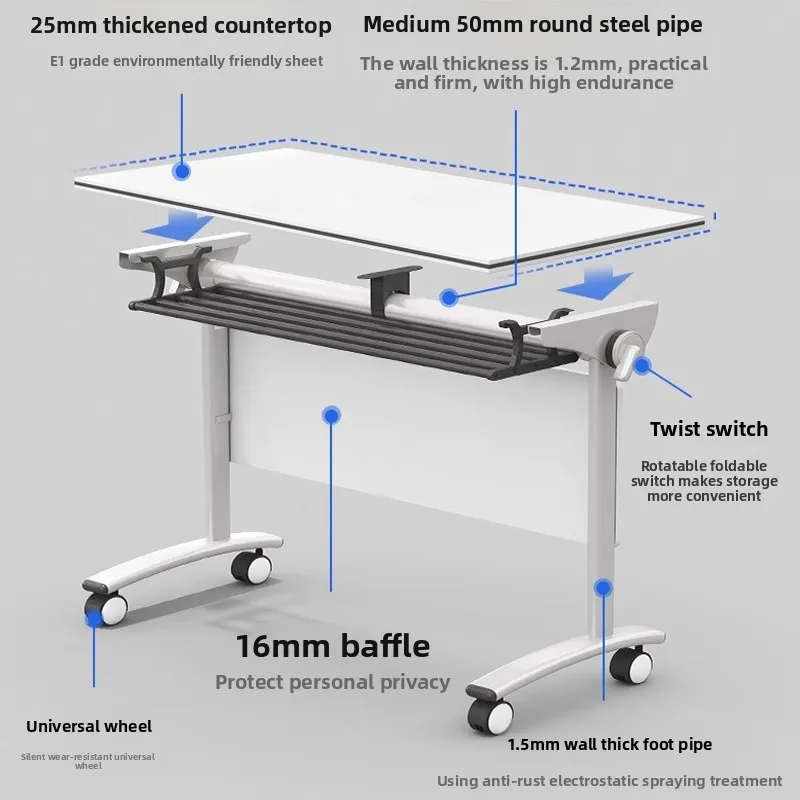 

Folding conference table Movable training table Long table Multifunctional side flip splicing Office learning Smart classroom ta