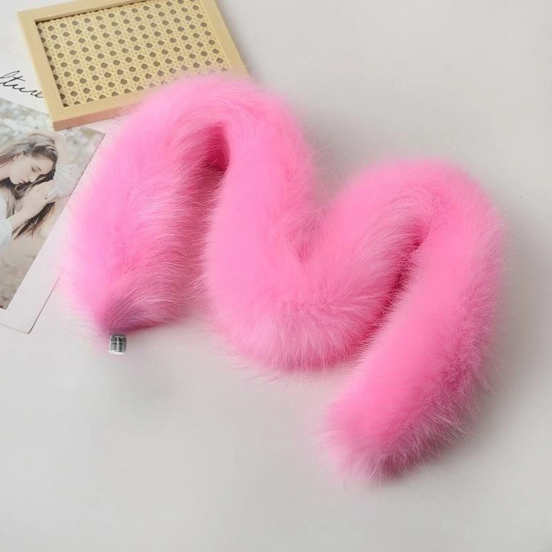 30-100cm Sexy Pink Dummy Fox Tails with Detachable Alloy Butt Plug for Couple BDSM Adult Fantasy Teasing Anal Sex Toys