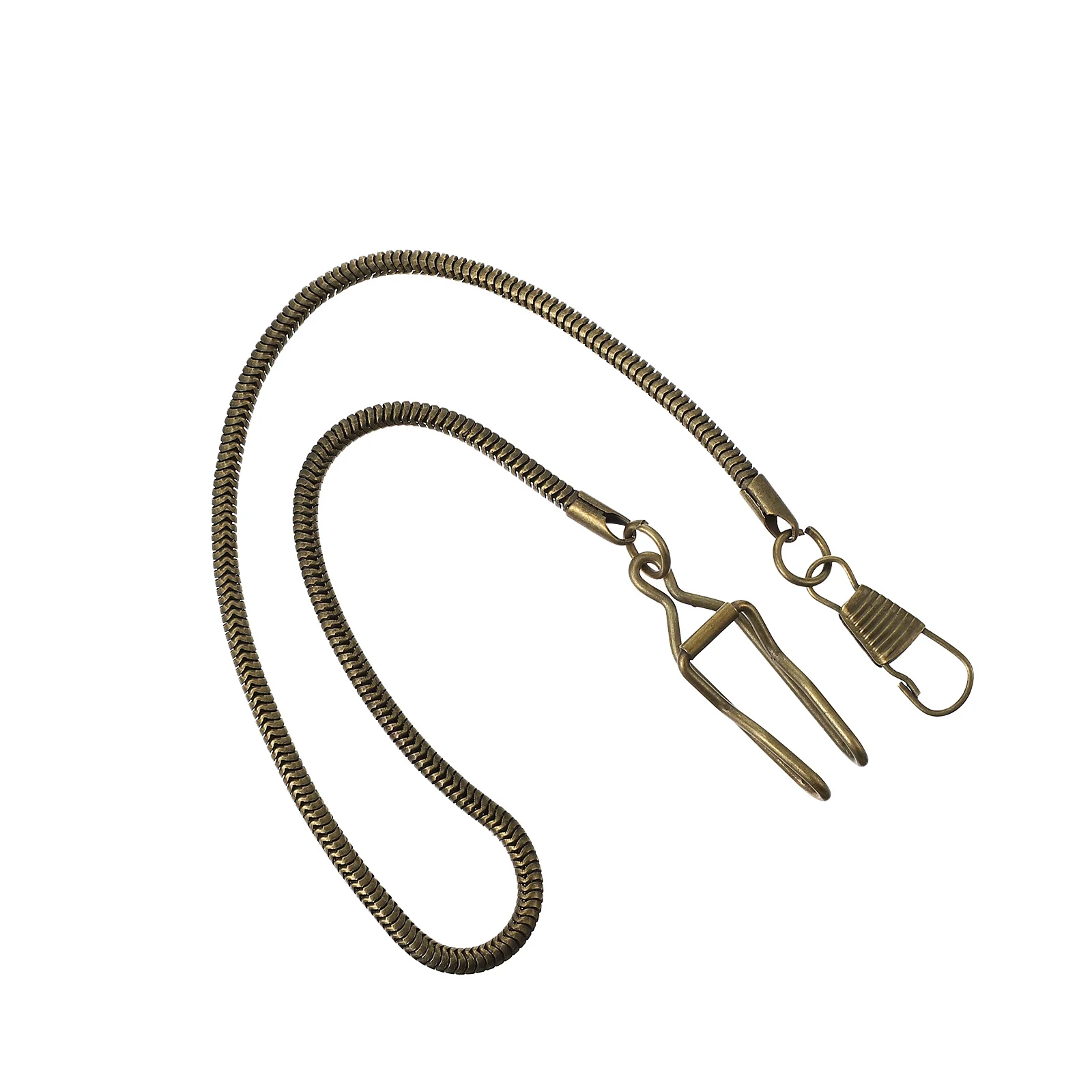 

1pc 37Cm Bronze Snake Chain For Pocket Watch Vintage Metal Buckle Wallet Keychain Purse Jeans Belt Hanging Accessory Alloy Retro