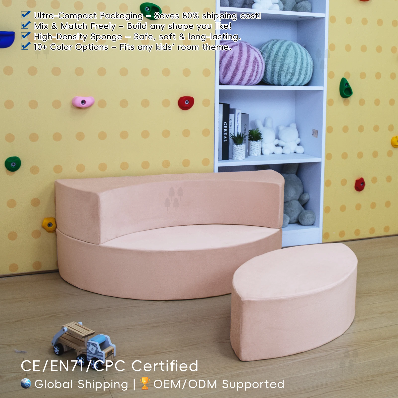 Soft and comfortable flannel children's sofa set, living room baby foam furniture